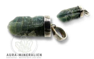 Blau-grüner Apatit Naturkristall Anhänger in 925er Silberfassung aus Bahia, Brasilien – Aura Mineralien