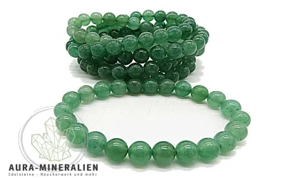 Grünes Aventurin Kugelarmband mit 8mm polierten Perlen auf elastischem