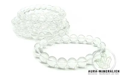 Elastisches Armband mit großen, 10mm glasklaren Bergkristall-Kugeln aus Brasilien.
