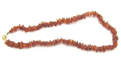Bernstein Armband - Kette Splitter 47 cm Cognacfarbene Bernstein Splitterkette mit Messingverschluss
