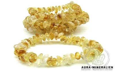 Gelb-goldenes Citrin Splitterarmband aus 1cm Chips auf elastischem Gummi