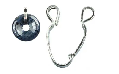 ersilberte Donuthalter-Klammer für 30 mm Edelstein-Donuts