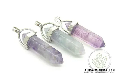 Fluorit Doppelspitze Anhänger in Violett-Grün aus China