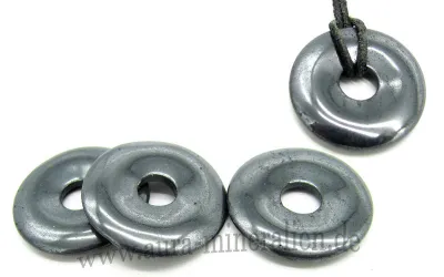 Hämatit Donut 30 mm aus Itabera Brasilien für Lederbänder