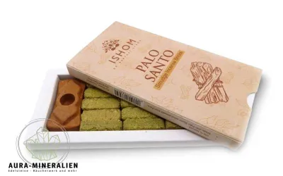 Handgefertigte ISHOM Palo Santo Räuchersteine mit Terrakotta-Halter