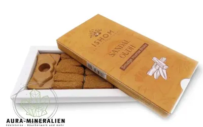 Handgefertigte ISHOM Sandelholz-Oudh Räuchersteine mitTerrakotta-Halter