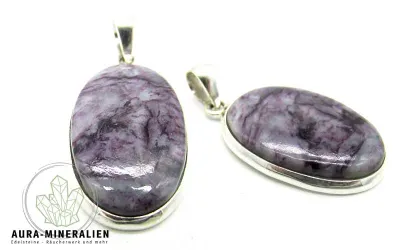 Kämmererit Anhänger Cabochon in Silber gefasst Einzelstück #1 Seltener violetter Kämmererit Cabochon Anhänger in Silberfassung