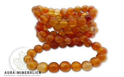 Leuchtend oranges Karneol Kugelarmband mit großen 10mm Perlen