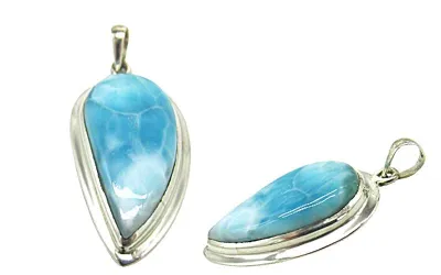 Larimar Anhänger im Cabochonschliff mit 925er Silberfassung aus der Karibik