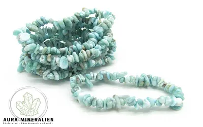 Filigranes Larimar Armband aus 0,8cm Splittern in hellem Meeresblau