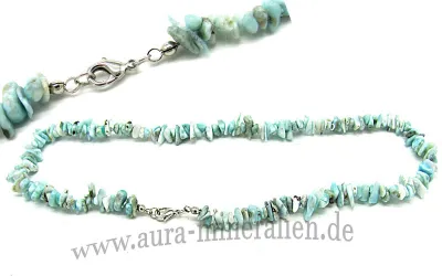 Larimar Splitterarmband / Halskette 45 cm Larimar Halskette aus hellblauen Steinen mit Edelstahlverschluss