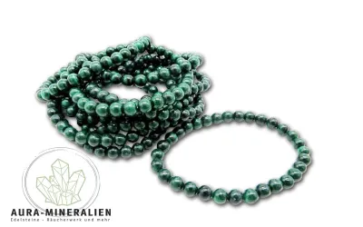 Grün gebändertes Malachit Armband aus 6mm Perlen aus der Rep. Kongo