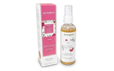 Natürliches Smudge Raumspray Salbei-Rose Aromafume Smudgespray Weißer Salbei und Rose in der 100 ml Sprühflasche