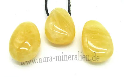 Sonniger Orangencalcit Anhänger Tropfen gebohrt aus Mexiko