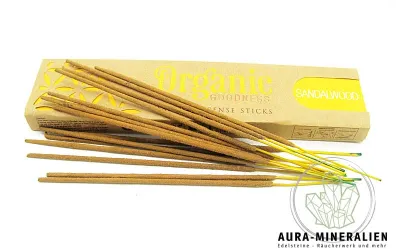 Organic-Räucherstäbchen Sandelholz handgefertigt, 15g Packung.