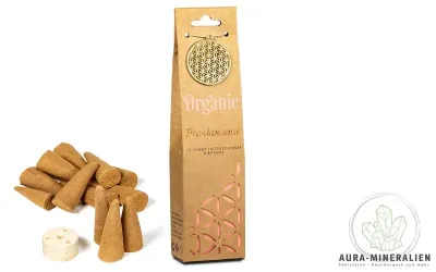 Natürliche Weihrauch Jumbo Räucherkegel mit Keramikhalter und Produktverpackung
