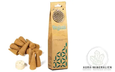 Handgefertigte Jumbo Räucherkegel Weißer Salbei mit Keramikhalter und ökologischer Verpackung