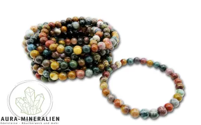 Ozeanjaspis Kugelarmband 6mm mit sphärolithischen Mustern aus Madagaskar