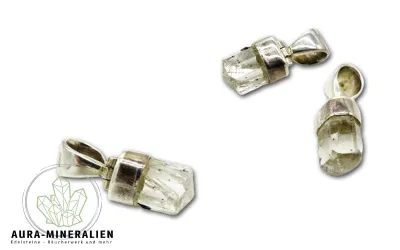 Seltener Phenakit Rohkristall Anhänger in 925er Silber Fassung