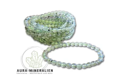 Prehnit Kugelarmband mit hellgrünen Steinen und Epidot-Einschlüssen