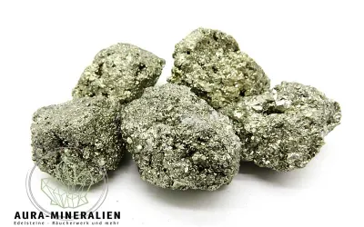 Goldglänzende Pyrit-Knolle (Chispa) aus Huánzala Peru in Rohform