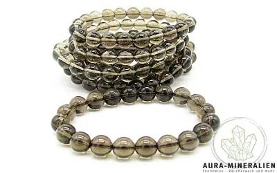 Rauchiges transparentes Rauchquarz Kugelarmband auf elastischem Band