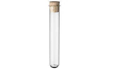 Reagenzglas aus Klarglas mit Naturkorken und verstärktem Rand