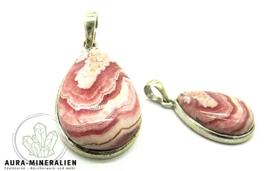Rhodochrosit Anhänger Cabochon-Tropfen in Silber gefasst Einzelstück #1 Rosa Rhodochrosit Cabochon Anhänger in Silber aus der Mina Capillitas