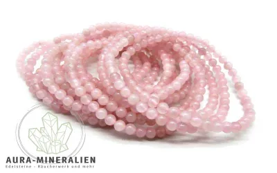 Rosenquarz Kugelarmband elastisch 3 - 4 mm / O 18 cm Zartrosa Rosenquarz Kugelarmband mit feinen 3-4mm Perlen auf Gummizug