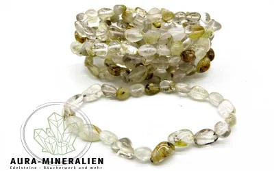 Rutilquarz Armband mit goldenen Nadeleinschlüssen in Nuggetform