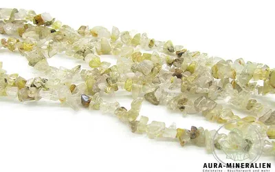 Transparenter Rutilquarz Splitter Kettenstrang 80 cm mit goldenen Einschlüssen aus Brasilien – Aura Mineralien