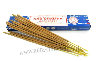 Die weltberühmte blaue Packung Satya Sai Baba Nag Champa Agarbatti.