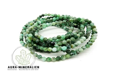 Grünes Smaragd Kugelarmband mit facettierten 3-4mm Perlen aus Brasilien