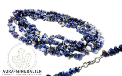 Tiefblaue Sodalith Splitterkette 45 cm mit silberfarbenem Verschluss – Aura Mineralien