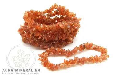 Glitzerndes Sonnenstein Armband in warmen Pfirsichtönen aus Brasilien