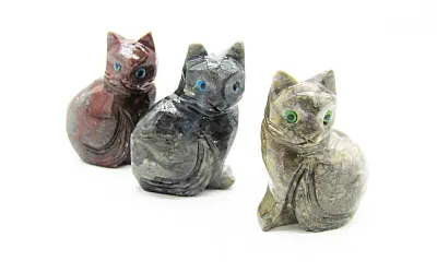 Handgefertigte Speckstein Katze ...