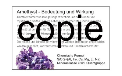 Steinkarte / Mineralienkarte Amethyst Infokarte Amethyst