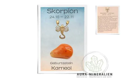 Skorpion Astrokarte mit Karneol ...