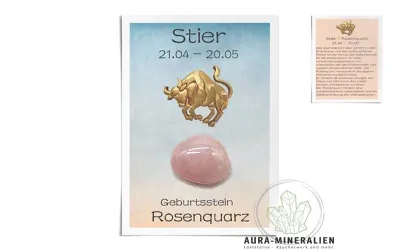 Stier Astrokarte mit Rosenquarz ...