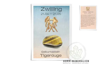 Zwillinge Astrokarte mit Tigerau...