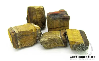 Naturbelassener goldbrauner Tigerauge Rohstein aus Südafrika