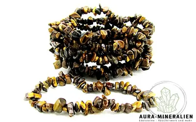 Goldbraun schimmerndes Tigerauge Splitterarmband auf elastischem Band