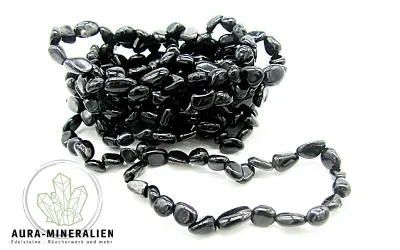 Schwarzes Turmalin Schörl Armband aus polierten Nuggets
