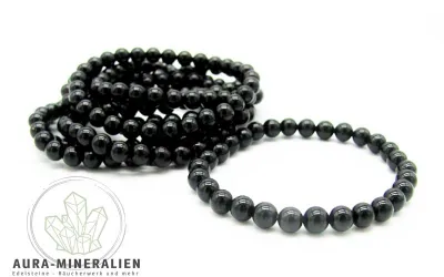 Klassisches Kugelarmband aus schwarzem Turmalin Schörl mit 6mm Perlen.